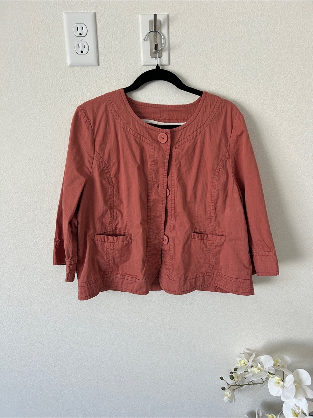 ambition Dusty Rose Button-Front Casual Blazer Jacket